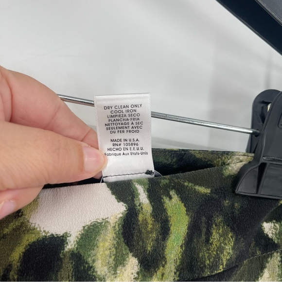 Worth New York Olive Khaki Green Palm Print Crepe De Chine (silk) Sienna Pants - Picture 11 of 12